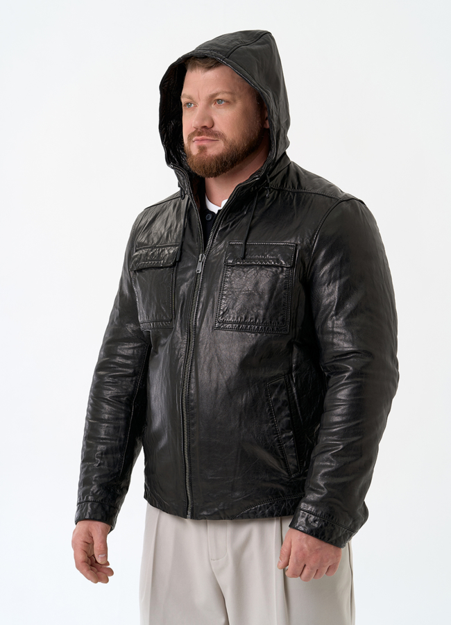 Мужская утепленная куртка из натуральной кожи модель № 24373 универмаг малина