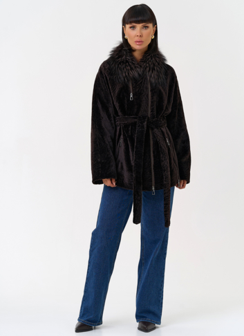 Дубленка натуральная с воротником из меха лисы