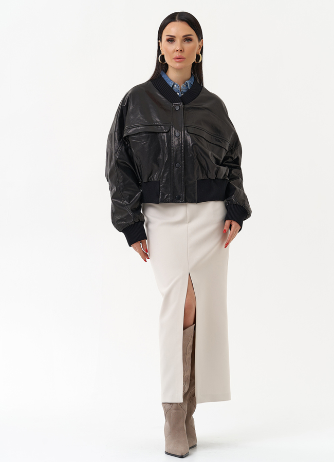 Женская куртка бомбер из натуральной кожи модель № 30097 универмаг малина