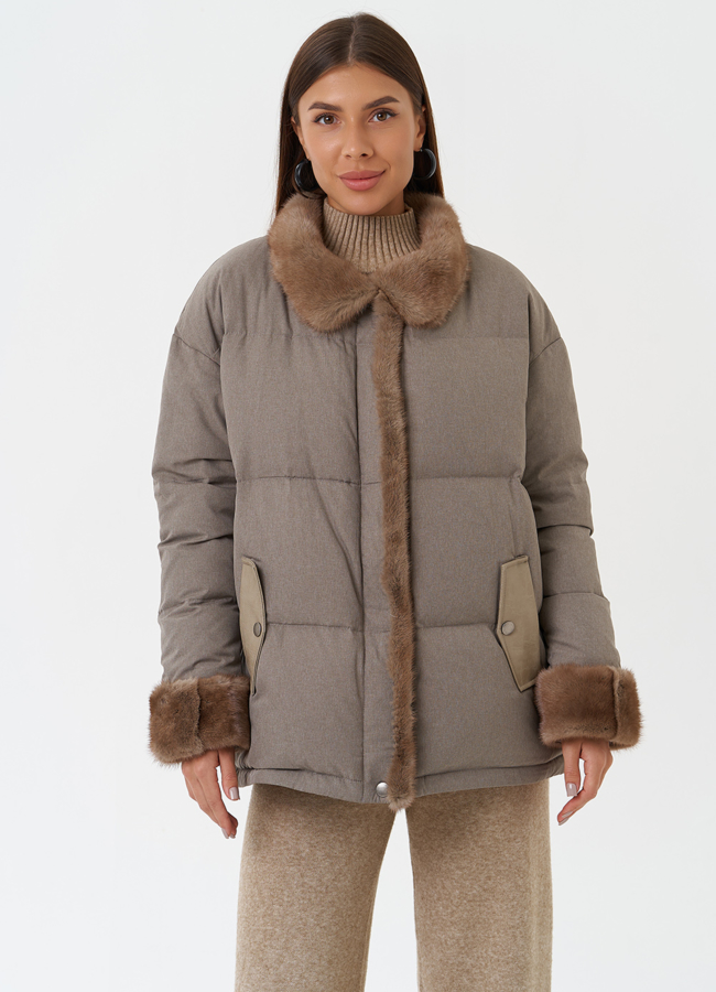 Куртка с отделкой из меха норки модель № 28833 в кредит