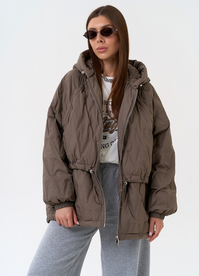 Женская куртка в коричневом цвете с капюшоном модель № 31391 универмаг малина