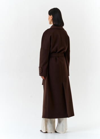 Женское длинное пальто с английским воротником