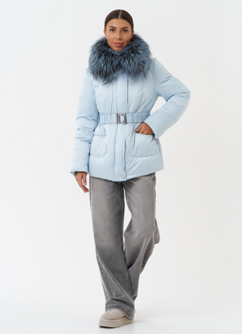 Пуховик с мехом чернобурки