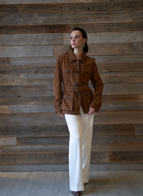 Куртка - сафари женская из натуральной замши