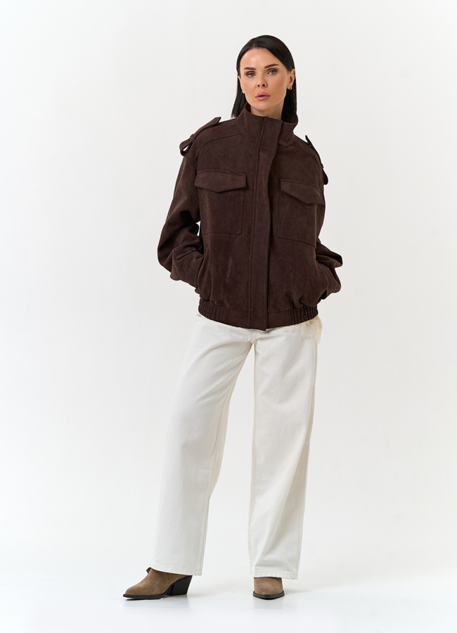 Женская куртка бомбер из эко замши  модель № 33036 в кредит