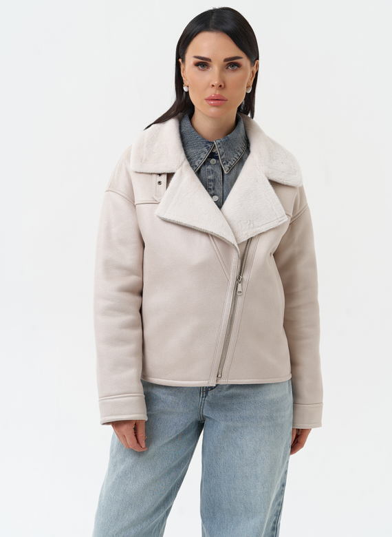 Короткая дубленка из эко замши