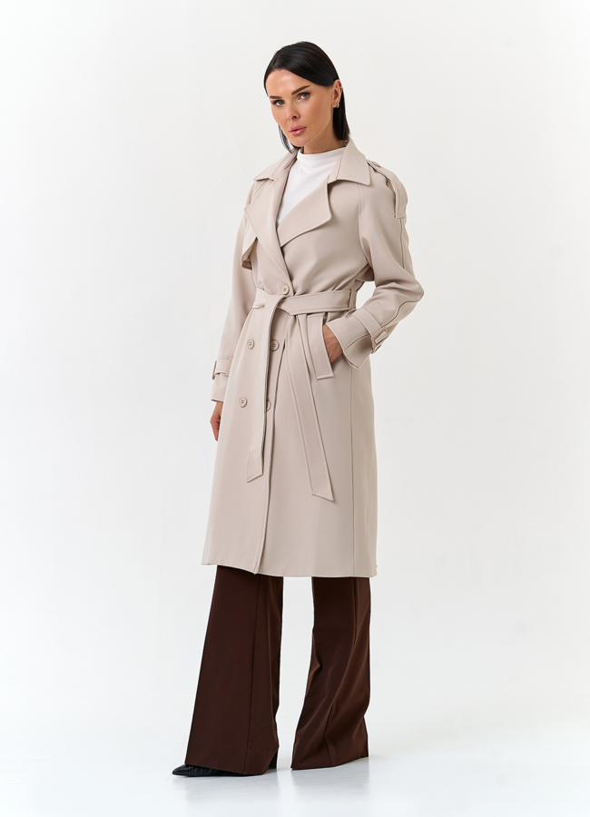 Женский светлый плащ модель № 33096 универмаг малина