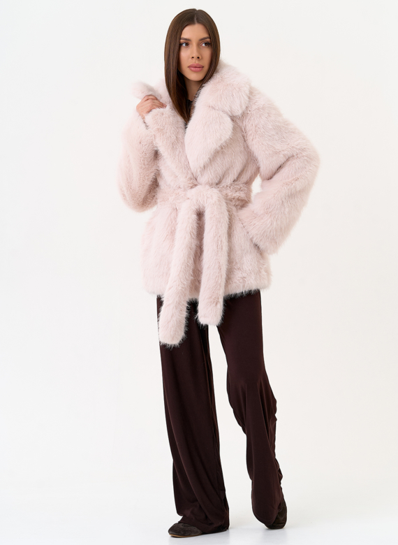 Женская шуба из эко меха с английским воротником 