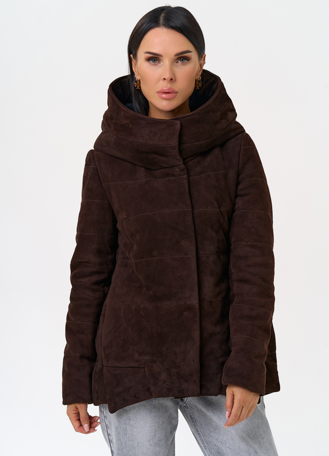 Куртка с капюшоном из натуральной замши модель № 31364 универмаг малина