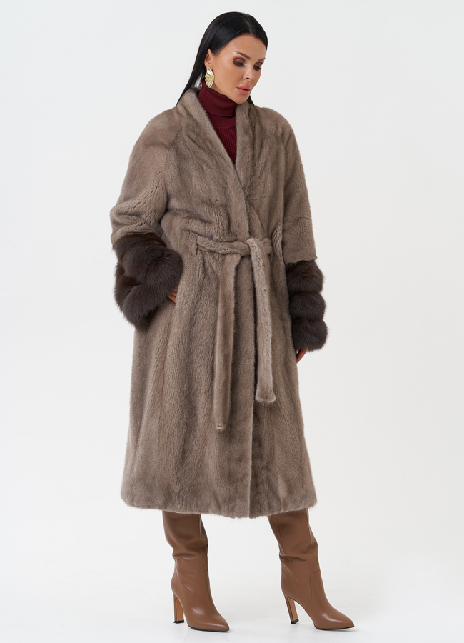 Шуба из меха скандинавской норки модель № 28634 универмаг малина