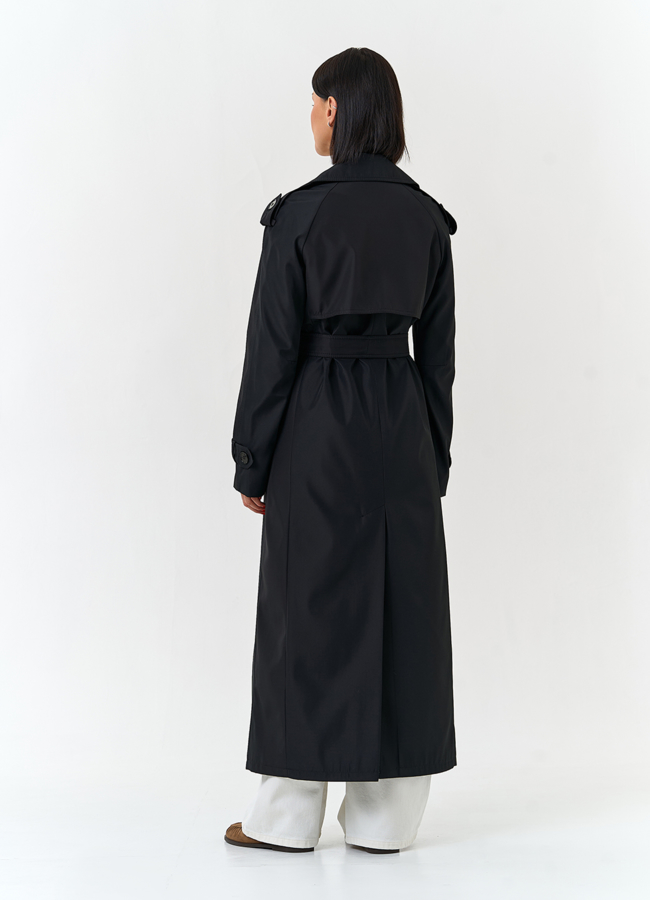 фото Женский длинный плащ с поясом модель № 33112