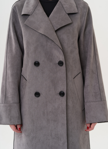 Пальто из эко замши