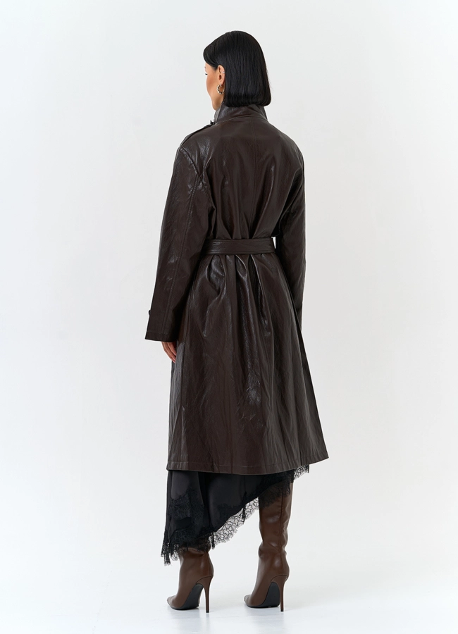 Женский плащ из эко кожи модель № 32849 в рассрочку