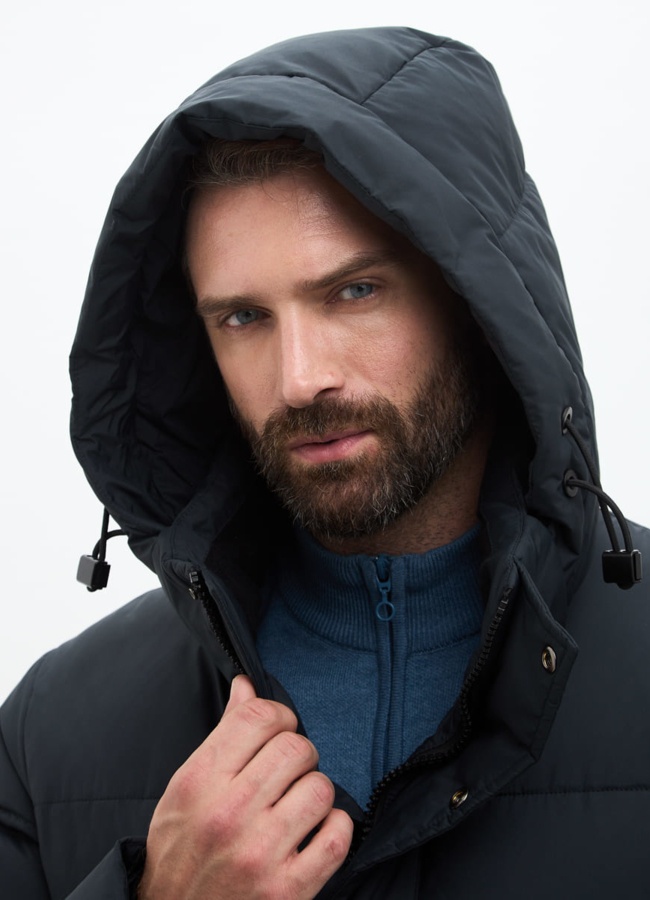 Мужской пуховик с капюшоном больших размеров модель № 32034 универмаг малина