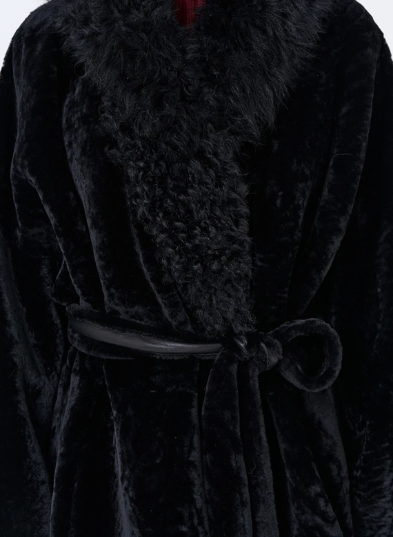 Женская натуральная дубленка с воротником шаль