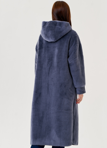 Женское пальто из шерсти с капюшоном 