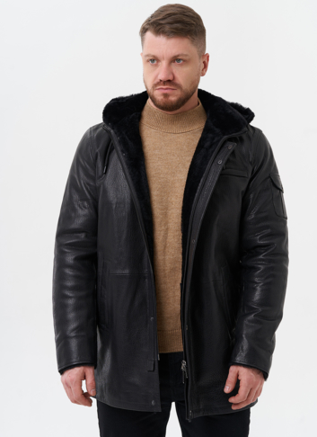 Мужская дубленка черного цвета 