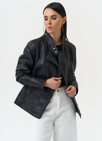 Куртка женская из эко кожи черного цвета