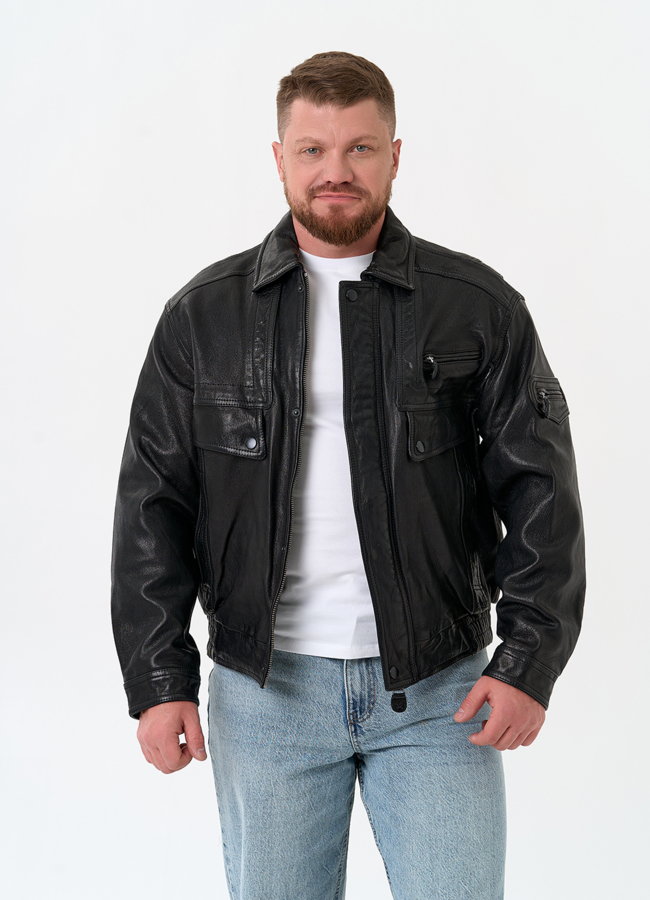 Мужская куртка бомбер из натуральной кожи модель № 32898 универмаг малина