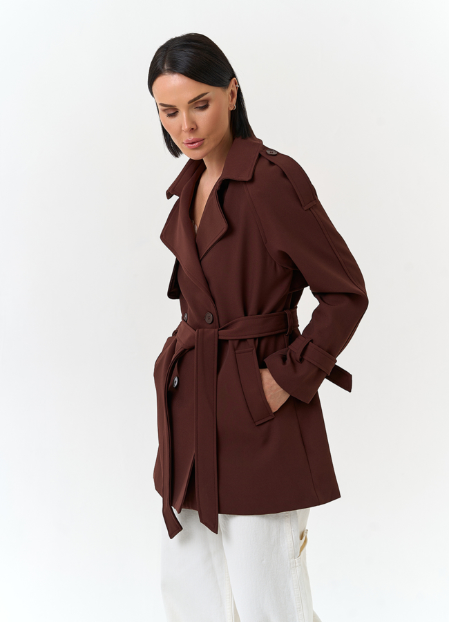 Женский укороченный плащ модель № 33094 универмаг малина