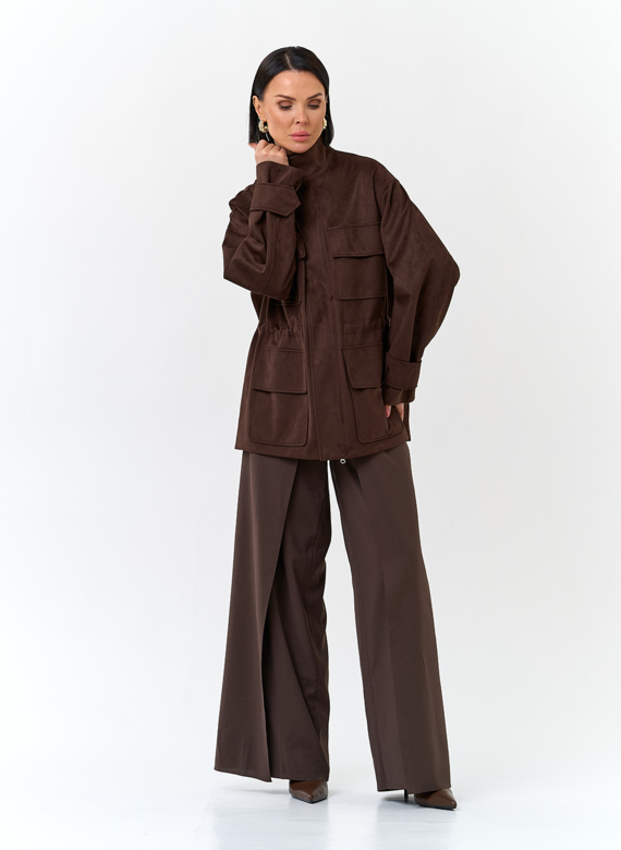 Женская куртка парка из эко замши 