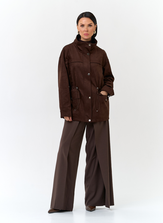 Женская куртка парка из эко замши 