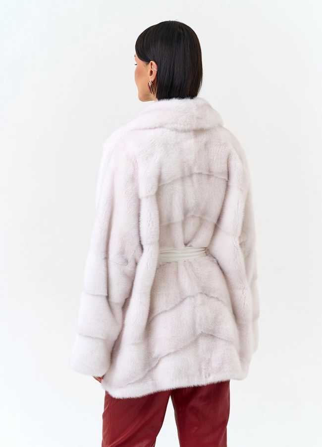 Шуба из меха норки белого цвета модель № 34188 универмаг малина фото