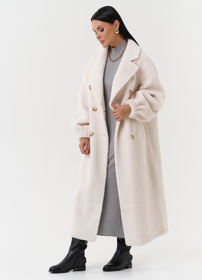 Двубортное пальто из шерсти модель № 28540 универмаг малина