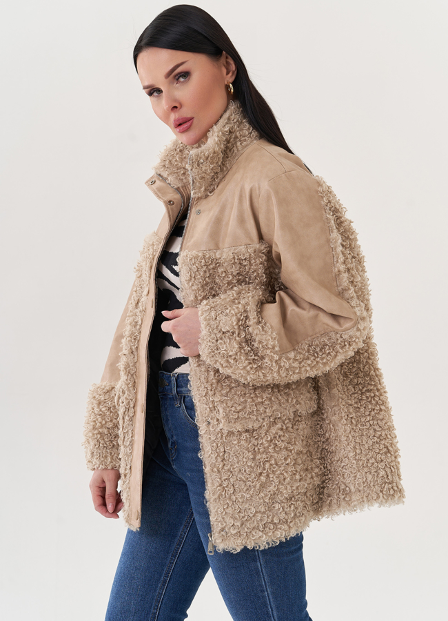 Комбинированный жакет из эко кожи модель № 26852 в рассрочку