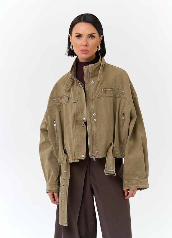 Женская короткая джинсовая куртка модель № 32826 в рассрочку