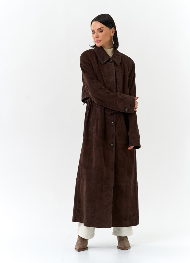 Женский плащ из натуральной замши модель № 32869 универмаг малина