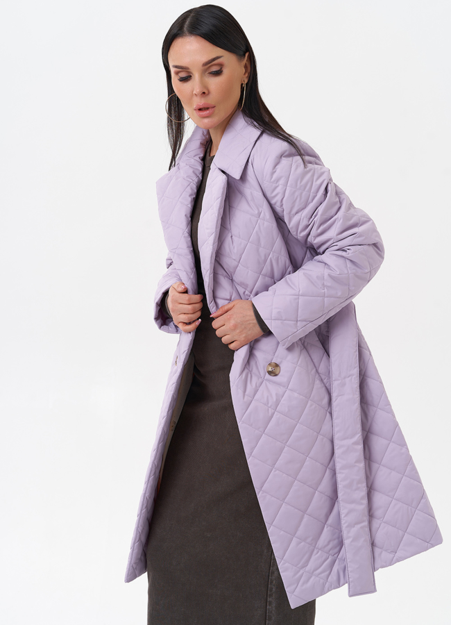 Женское стеганое полупальто с поясом модель № 29544 универмаг малина