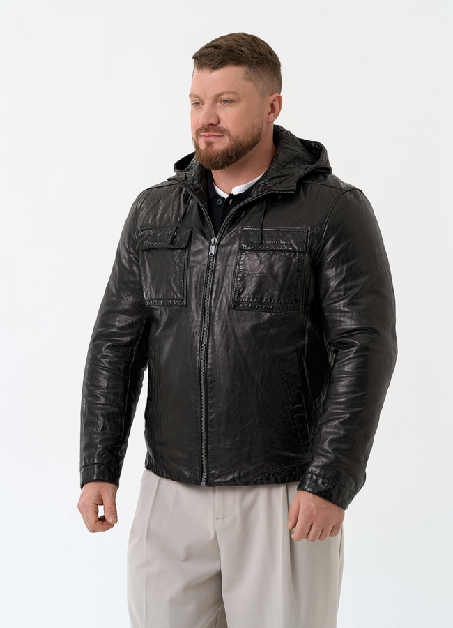 Мужская утепленная куртка из натуральной кожи модель № 24373 универмаг малина