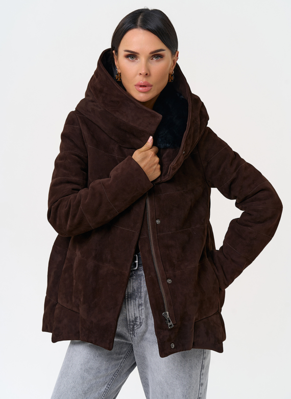Куртка с капюшоном из натуральной замши