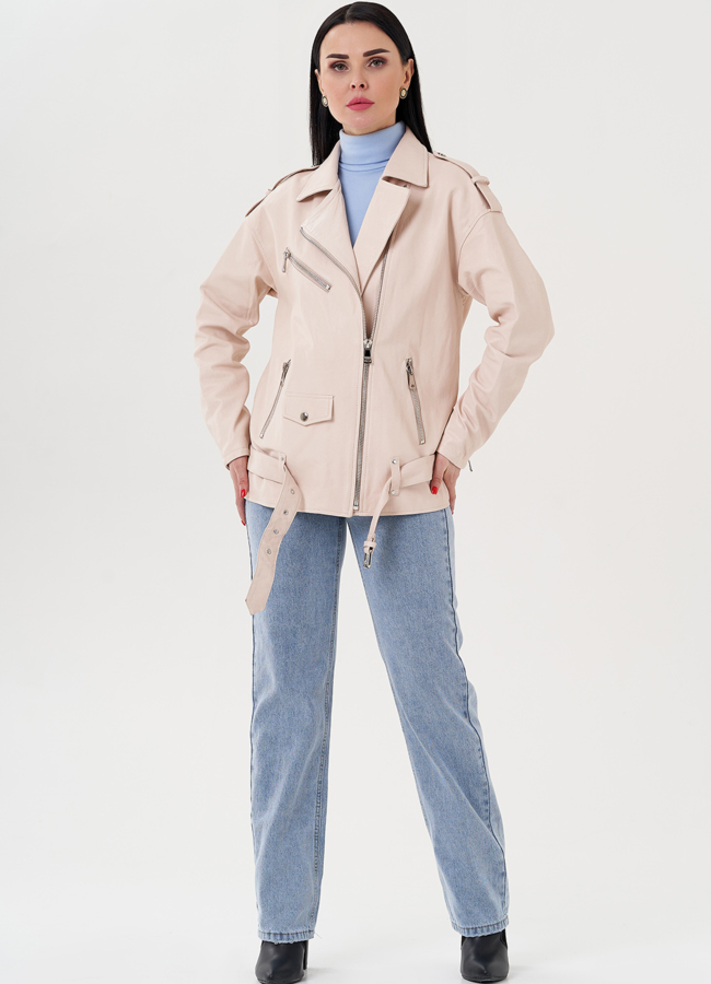 фото Куртка из светлой кожи модель № 24329