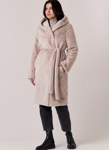 Двусторонняя шуба с капюшоном